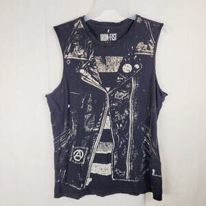 Iron Fist Positive Force black skull tank top Size Large Grunge Goth Punk Biker